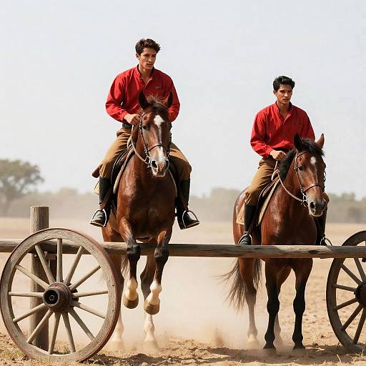 Rustic Horsemen Captured in Action