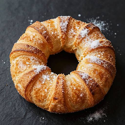 Close-Up Golden Sugar-Dusted Pastry