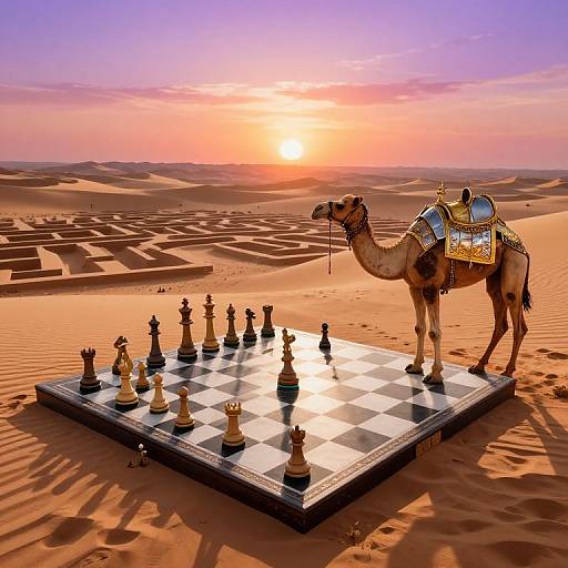 Surreal Chessboard Desert Dreamscape