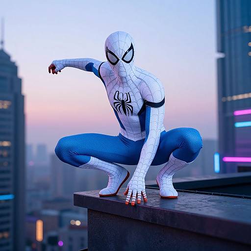 Cyberpunk Spider-Man on Futuristic Rooftop