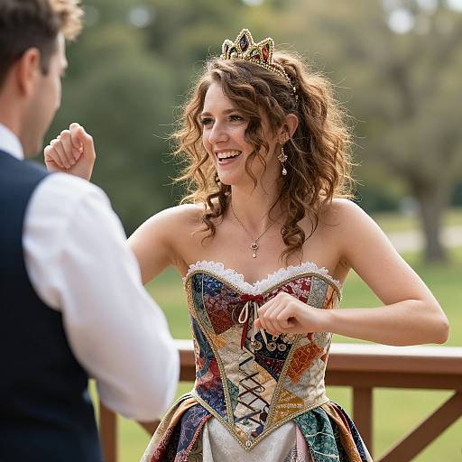 Joyful Bride Dancing at Garden Wedding