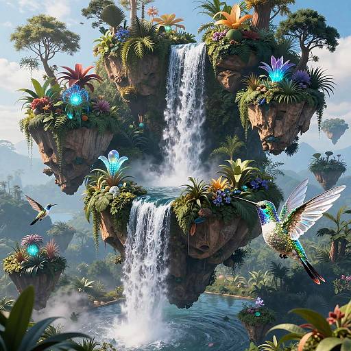 Surreal Floating Garden Islands