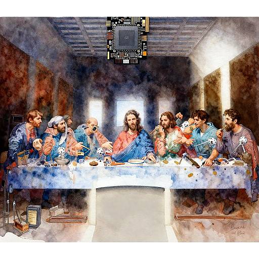 Realistic Watercolor Last Supper PCB