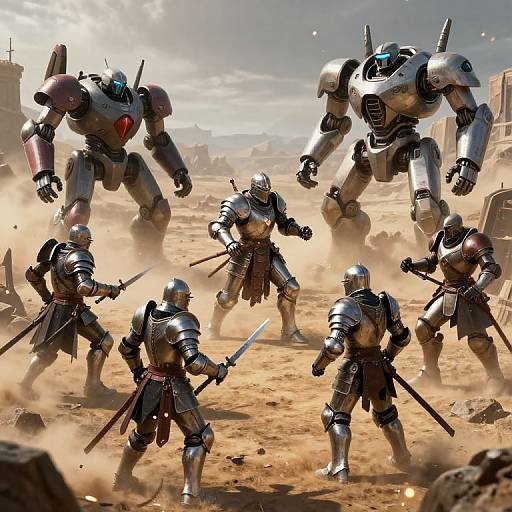 Epic Battle: Knights vs Futuristic Robots