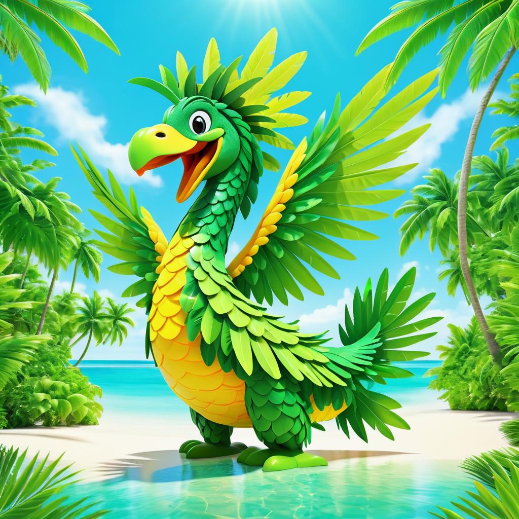 Cheerful Tropius on a Tropical Island