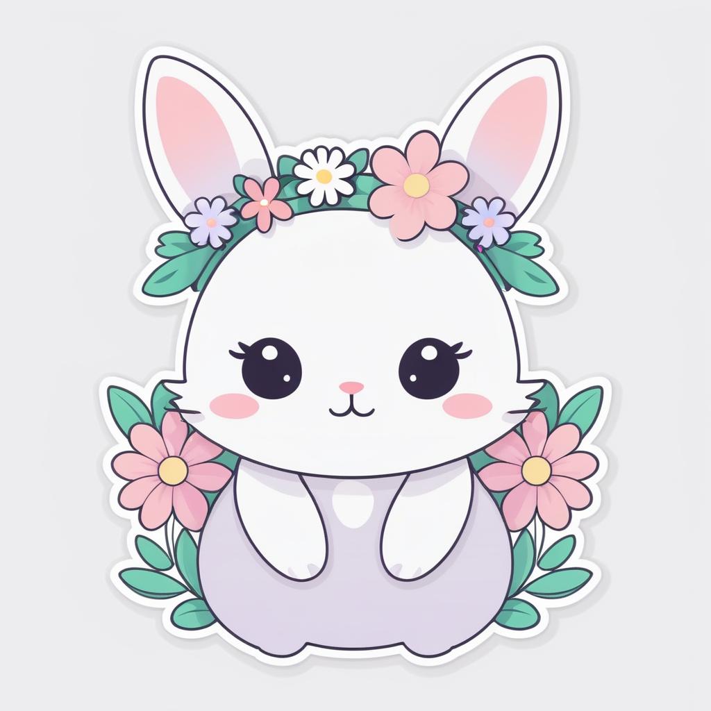 Charming Kawaii Bunny Sticker Design