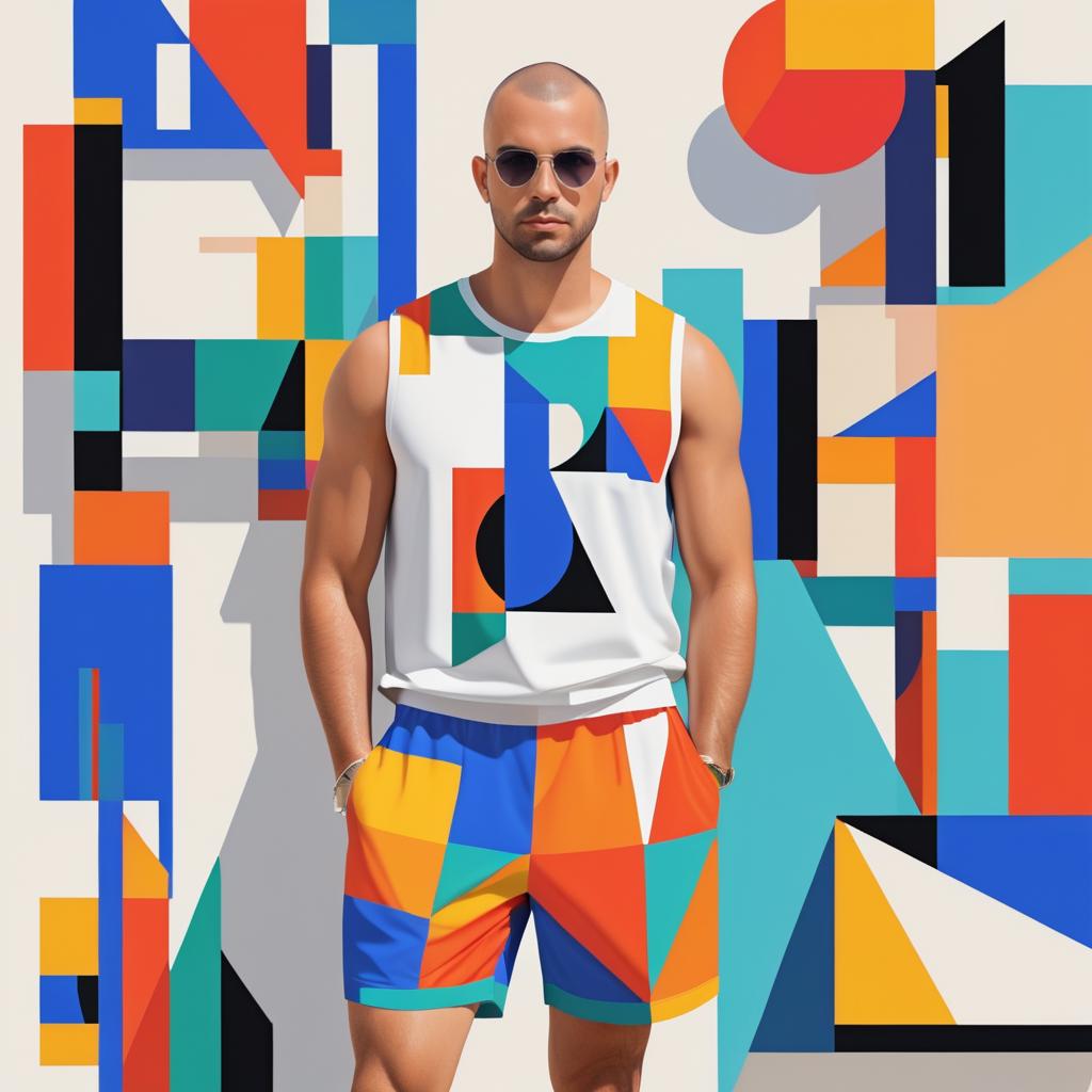 Cubist Man in Vibrant Geometric Style