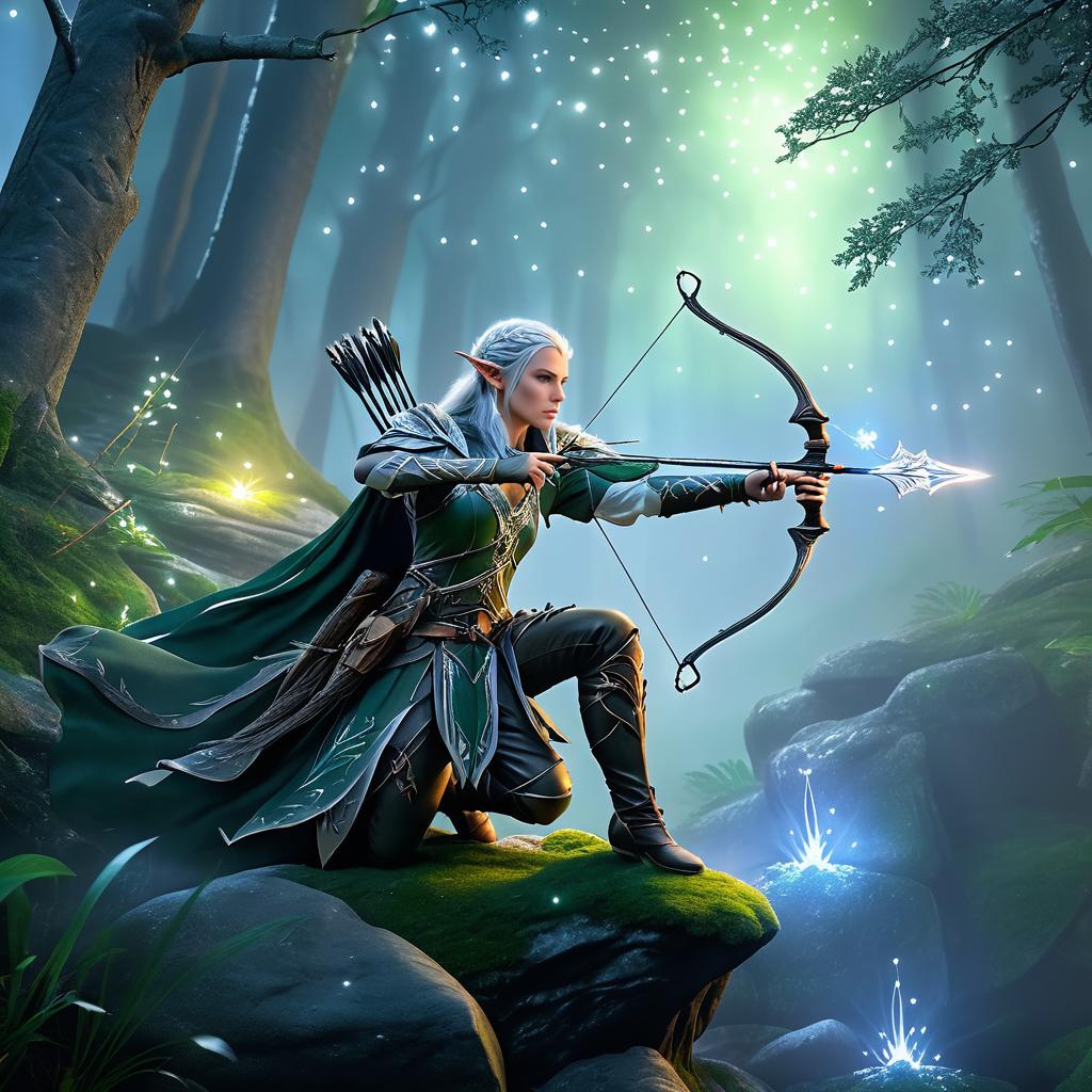 Elven Ranger in a Mystical Glade