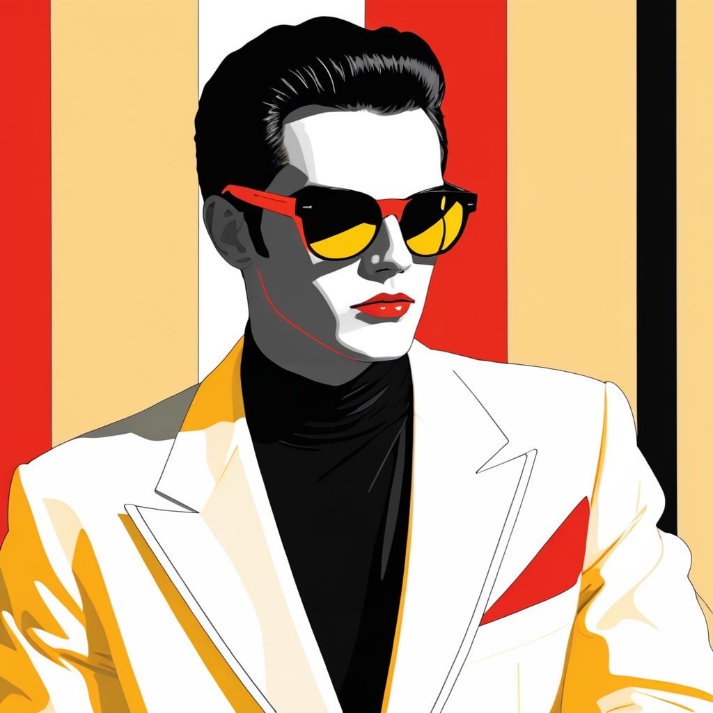 Bold Minimalist Man in Patrick Nagel Style