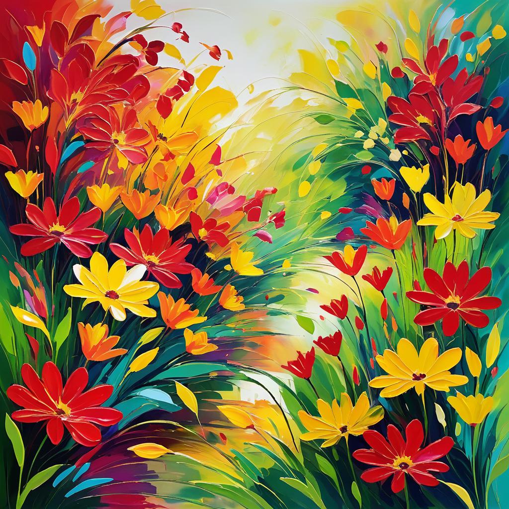 Whimsical Spring Garden in Abstract Style