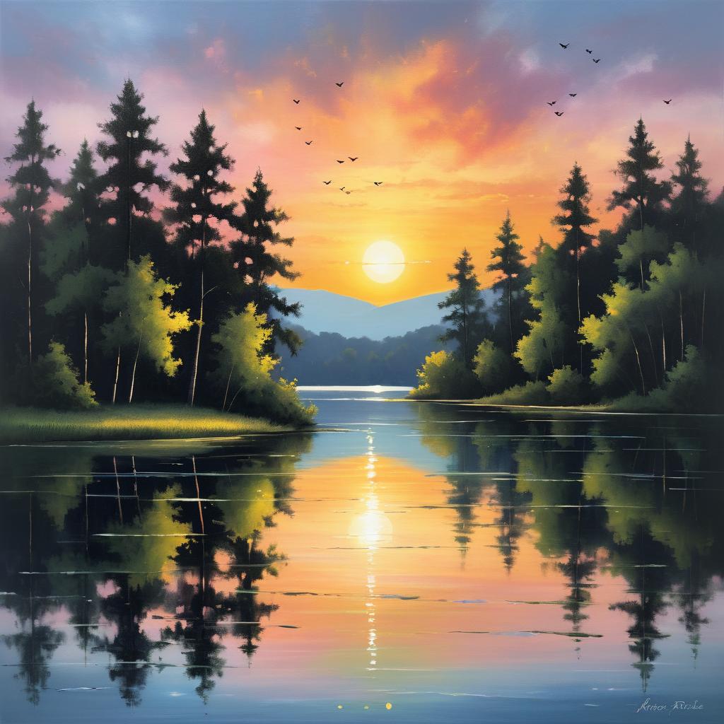 Tranquil Sunset Over a Serene Lake