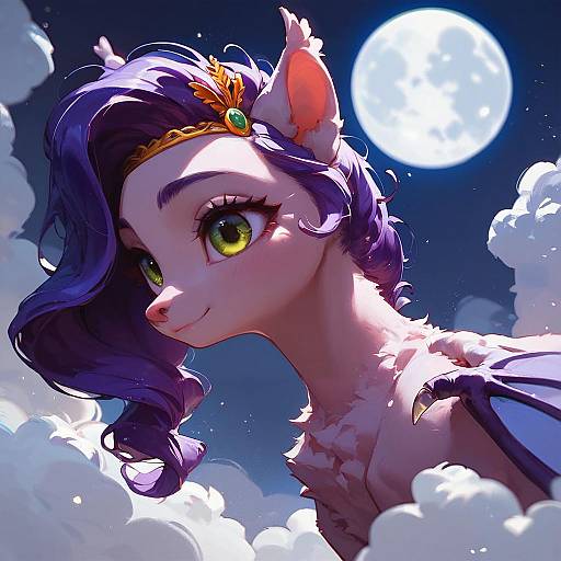 Cute Bat Pony Under Full Moon