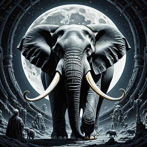 Elegant Elephant Painting Under the Moon