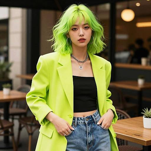 Neon Green Hair Fashion Editorial