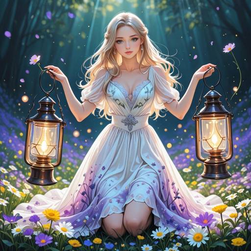 Elegant Woman in Summer Meadow Elegant Woman in Summer Meadow