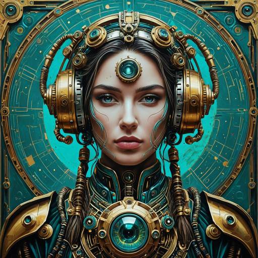 Female Mechanical Sage with Futuristic Steampunk Armor Female Mechanical Sage with Futuristic Steampunk Armor