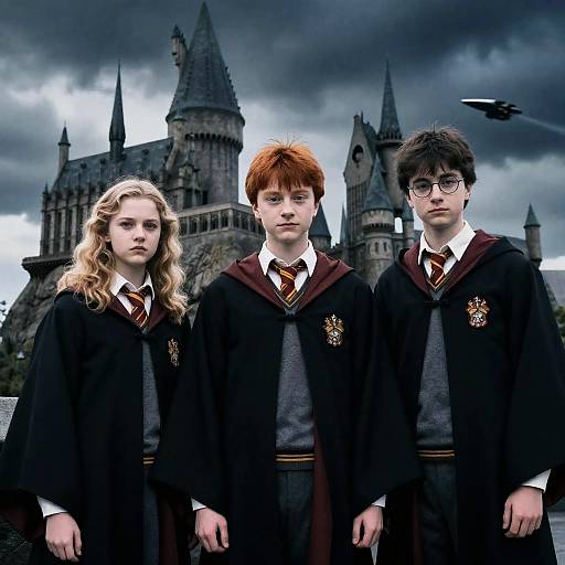 Hogwarts Students Under Dark Sky