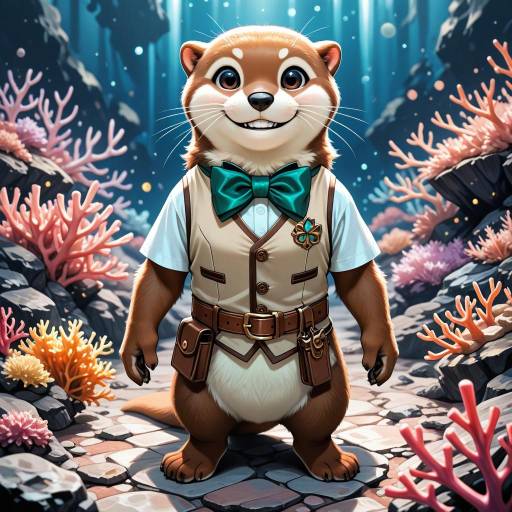 Playful Otter in Stylish Attire Playful Otter in Stylish Attire