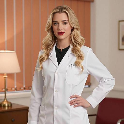 Confident Young Woman in Lab Coat