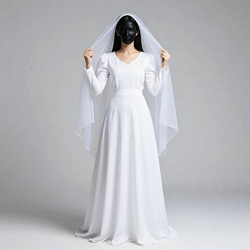 White Ghoul Costume with Veil