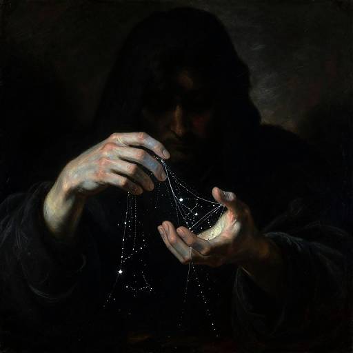 Celestial Weaver in Caravaggio Style