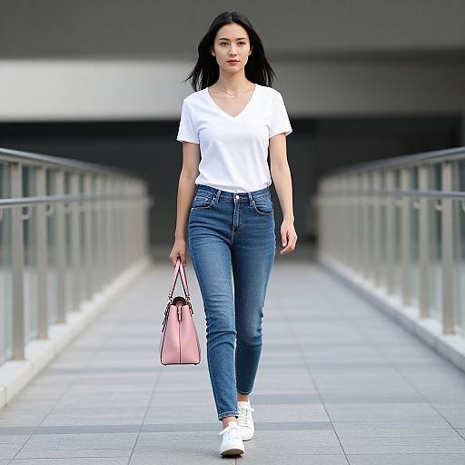 Confident Woman on Modern Bridge