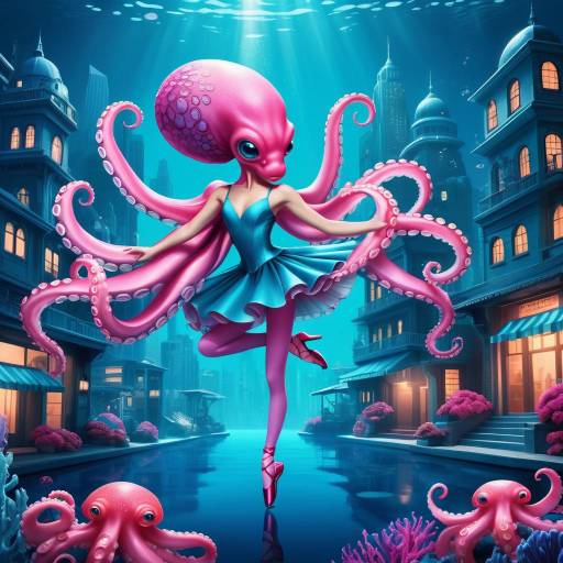 Luminescent Octopus Dancer in Underwater City Luminescent Octopus Dancer in Underwater City