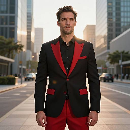 Confident Man in Stylish Urban Suit