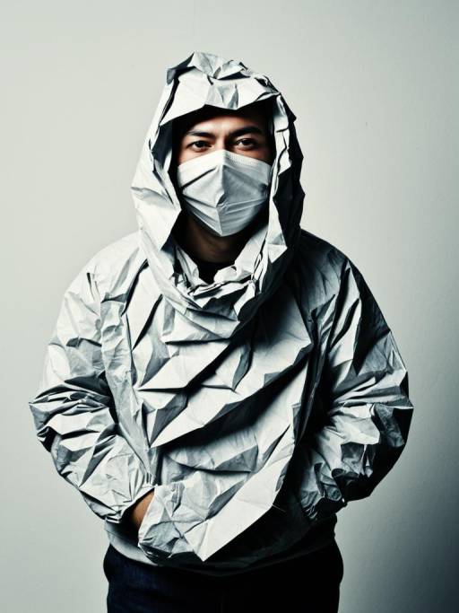 Photorealistic Portrait of Crumpled Paper Costume