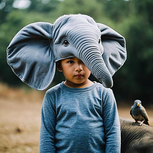 Realistic Boy in Elephant Costume
