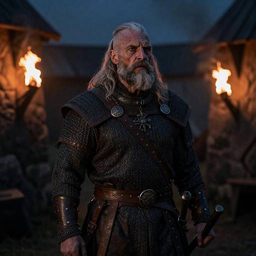 Old Viking Warrior Leader at Night