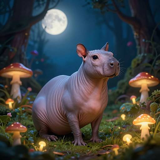 Whimsical Hairless Capybara in Enchanted Forest