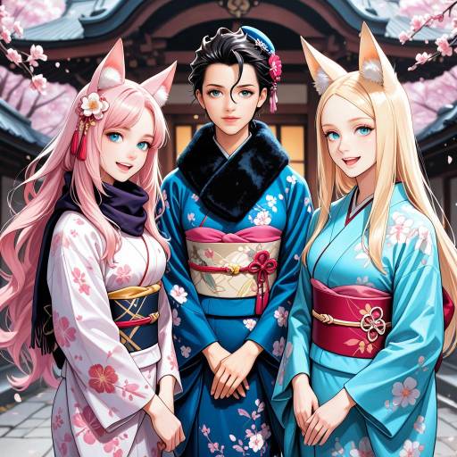 Charming Girls in Traditional Japanese Attire