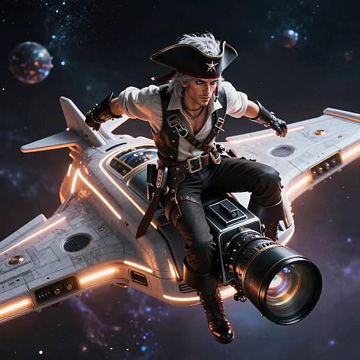 Cosmic Star Pirate on Glowing Cruiser