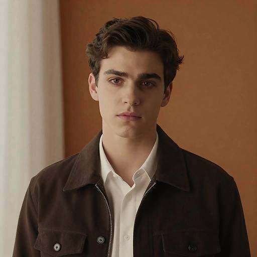 Pensive Young Man Against Warm Background