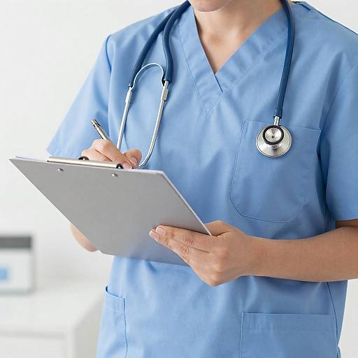 Healthcare Professional in Light Blue Scrubs