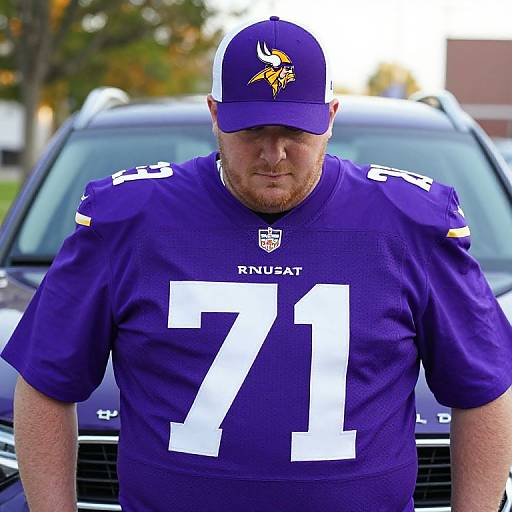 MN Vikings Fan with Vintage Car