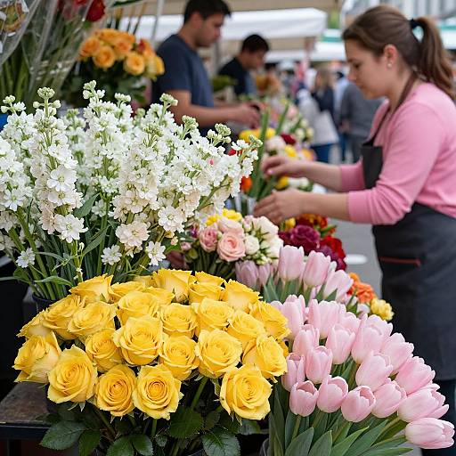 Colorful Fresh Flower Market Scene