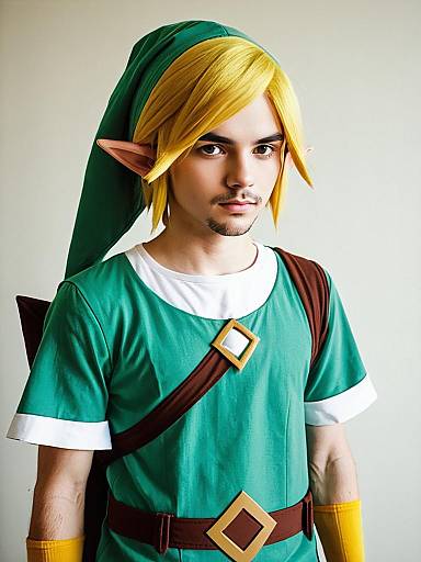 Man in Realistic Toon Link Cosplay Costume