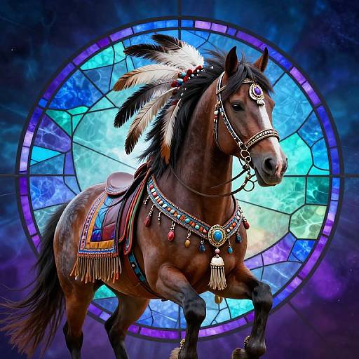 Native American Wild Stallion Portrait