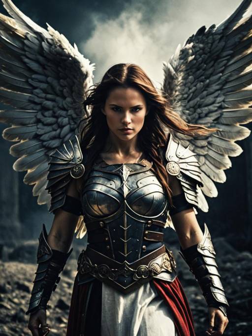 Woman in Warrior Angel Costume