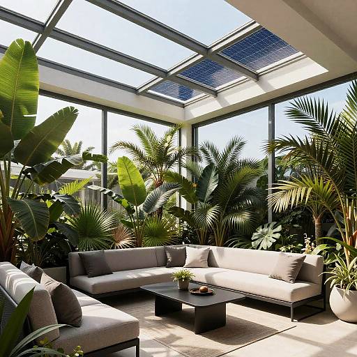 Airy Tropical Solarium with Stylish Sofas