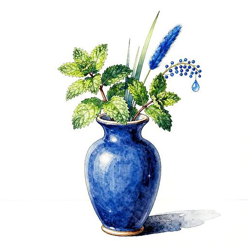 Contemporary Indigo Ceramic Still-Life