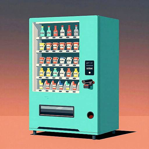 Pop-Art Neon Teal Coral Vending Kiosk