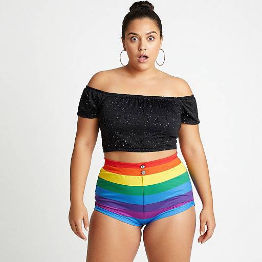 Curvy Woman in Sparkly Crop Top