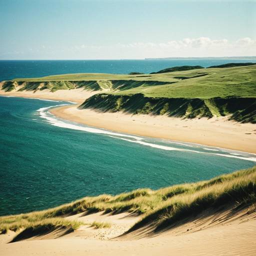 Serene Beach Scene with Golden Dunes