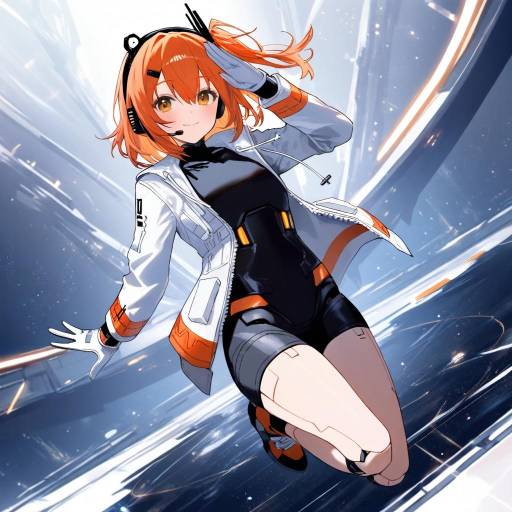 Anime Android Character on Spaceship Bridge