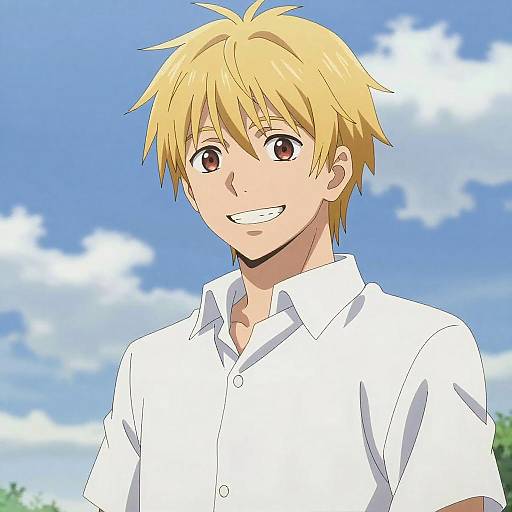Anime Style Blonde Boy Grinning