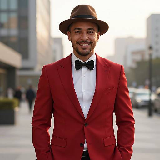 Confident Man in Stylish Red Suit