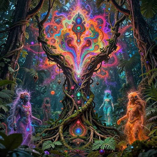 Surreal DMT Ayahuasca Jungle Spirits